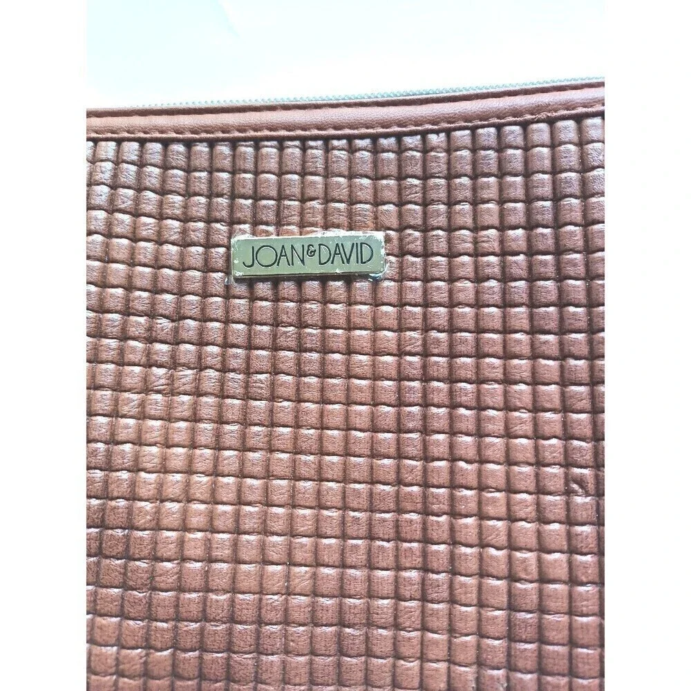 Joan & David Travel Makeup Wristlet Beauty Pouch Cosmetic Bag Brown Textured